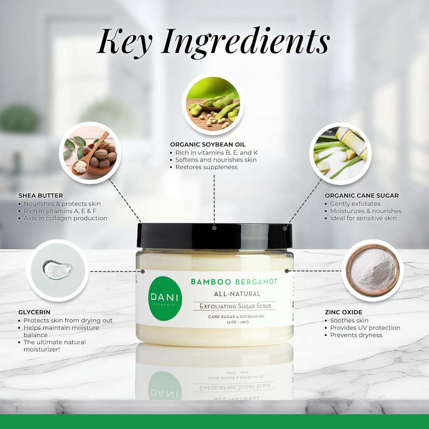 Exfoliante de Azúcar Orgánico DANI Naturals - Bambú Bergamota 396 g