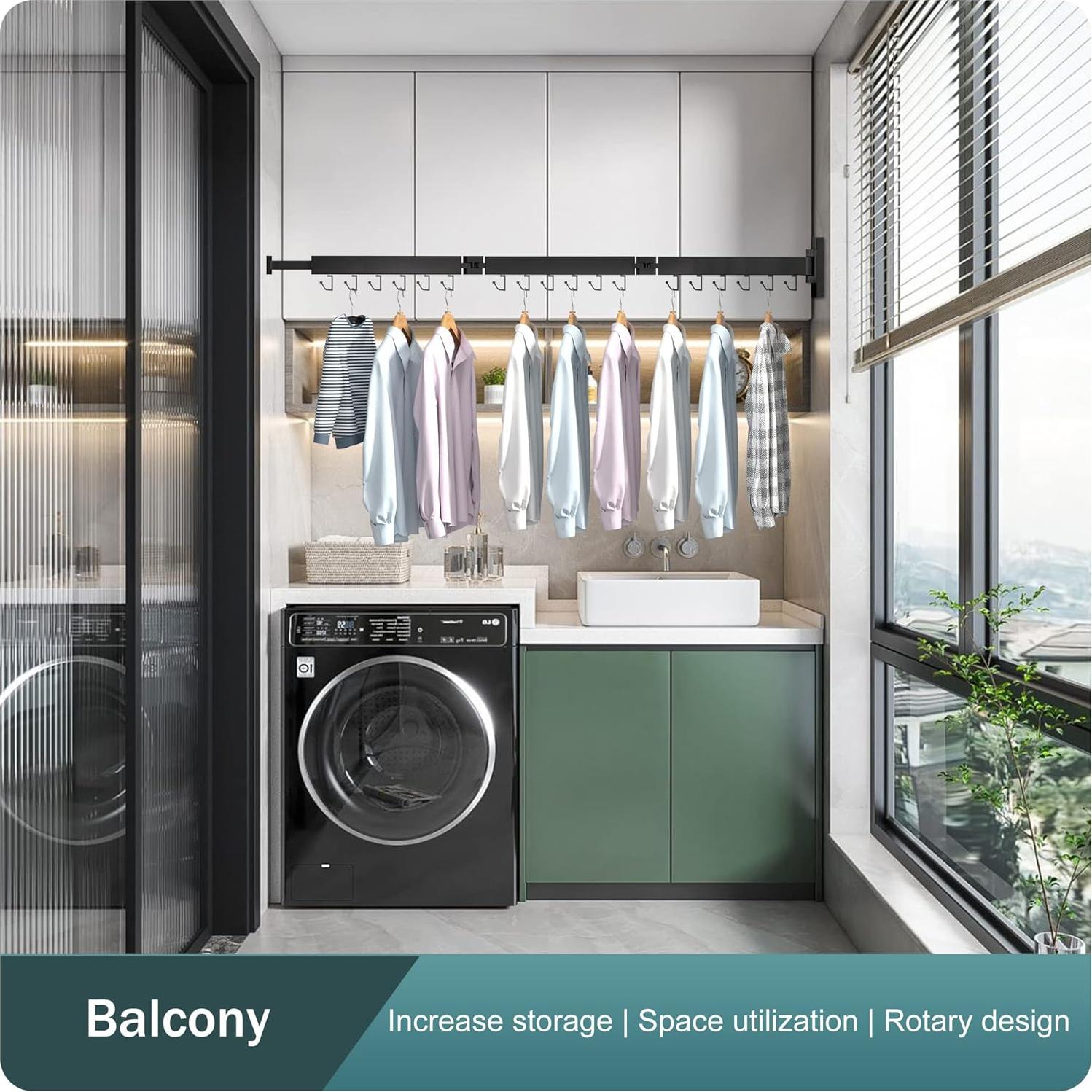 Estante Plegable para Secar Ropa BOQORAD Negro 100kg