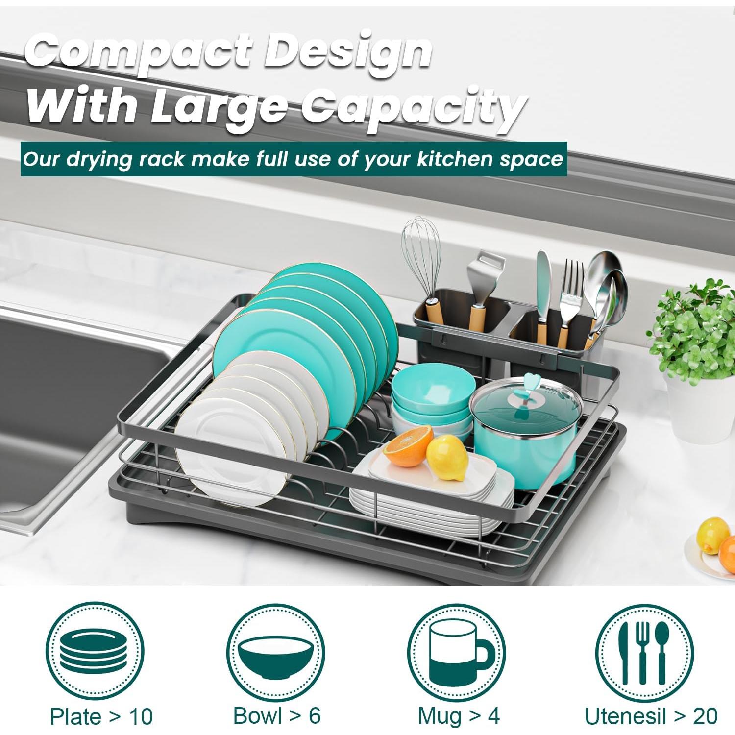 Escurridor de Platos Vepsens Negro Compacto con Drenaje Automático