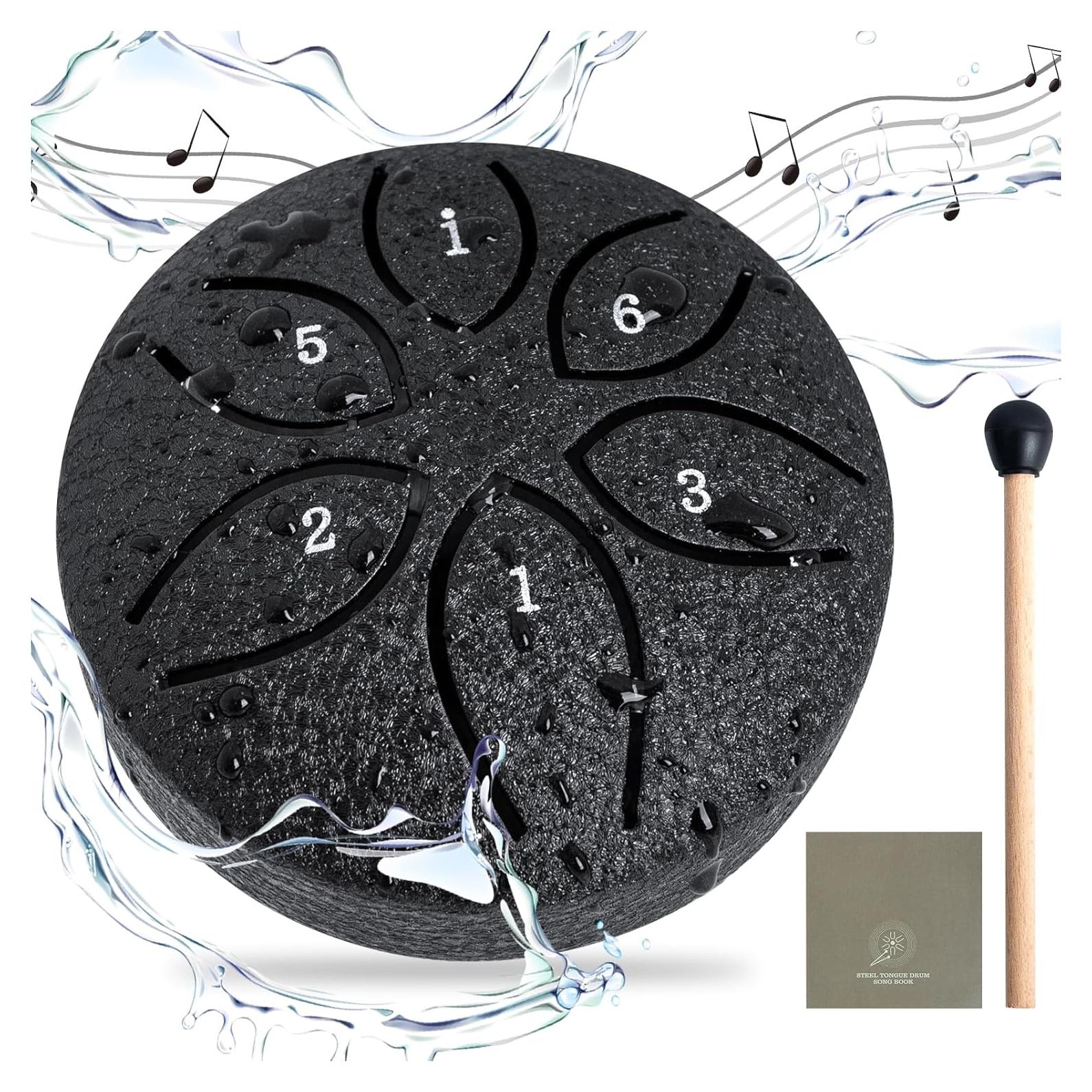 Tambor de Lluvia LETSROCK 7.6 cm 6 Notas Negro para Jardín