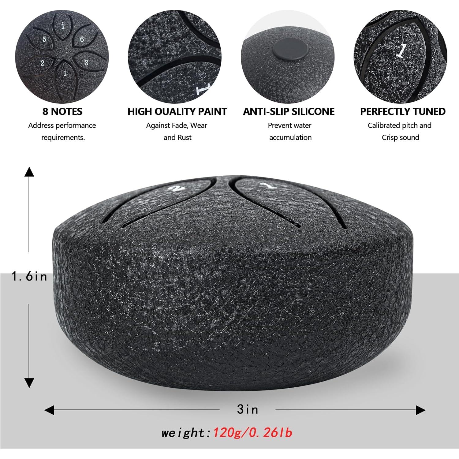 Tambor de Lluvia LETSROCK 7.6 cm 6 Notas Negro para Jardín