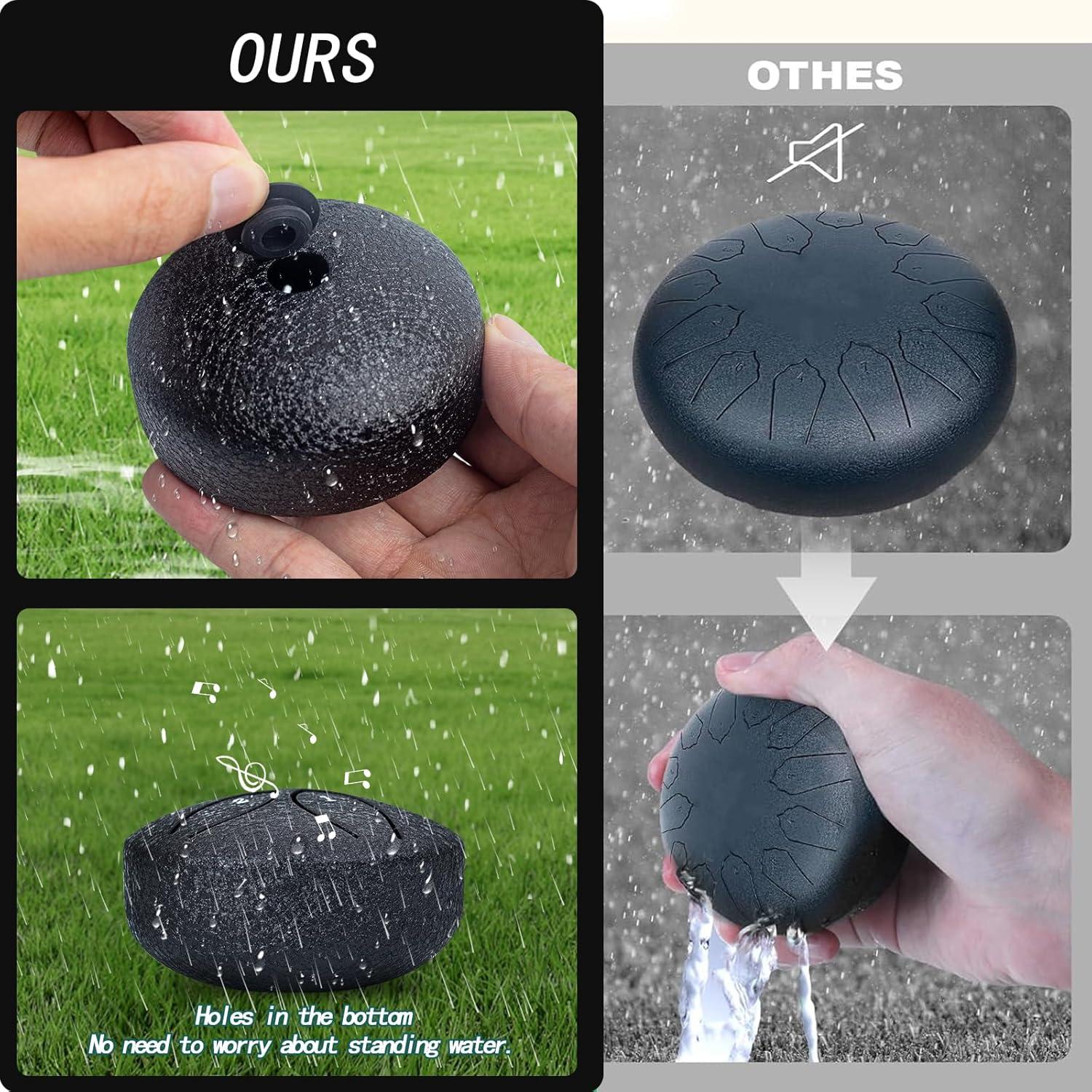 Tambor de Lluvia LETSROCK 7.6 cm 6 Notas Negro para Jardín