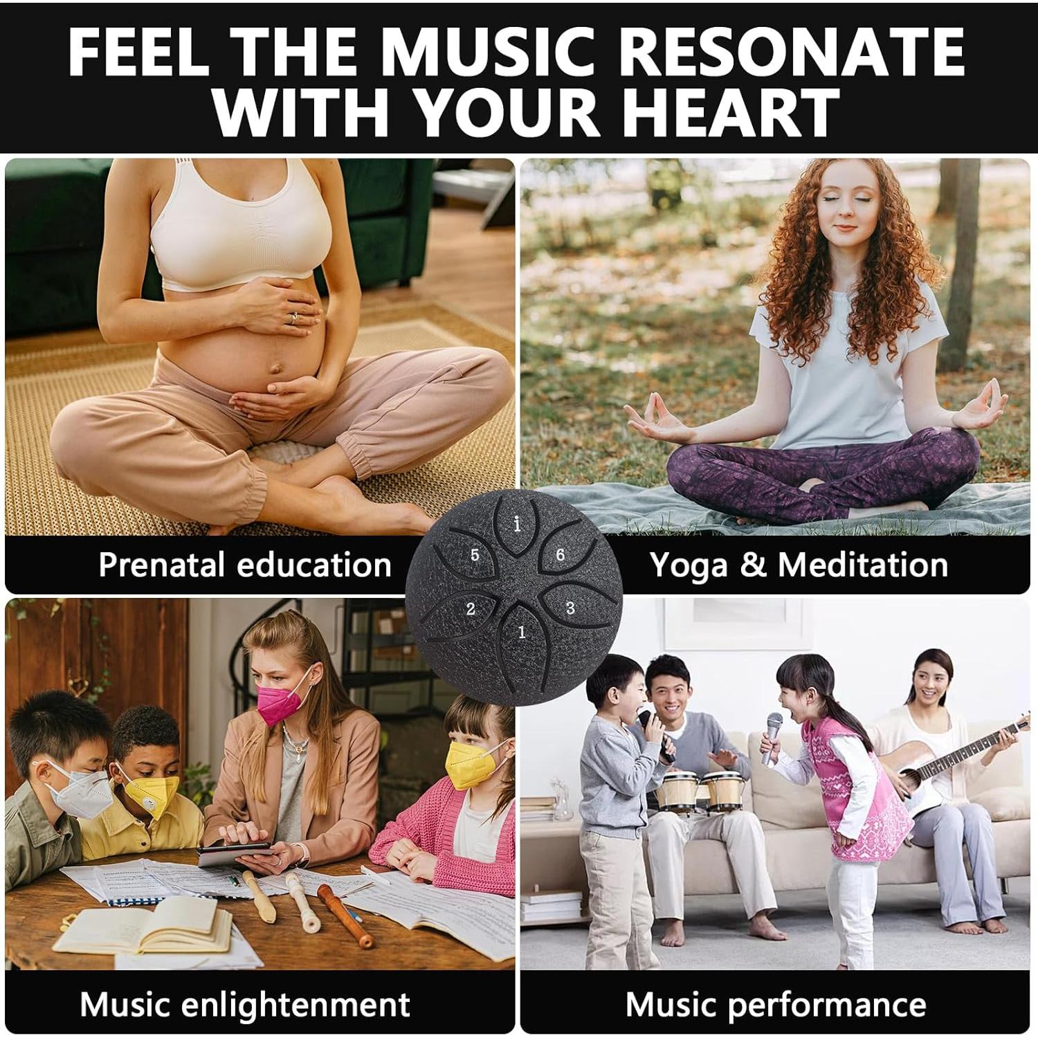 Tambor de Lluvia LETSROCK 7.6 cm 6 Notas Negro para Jardín