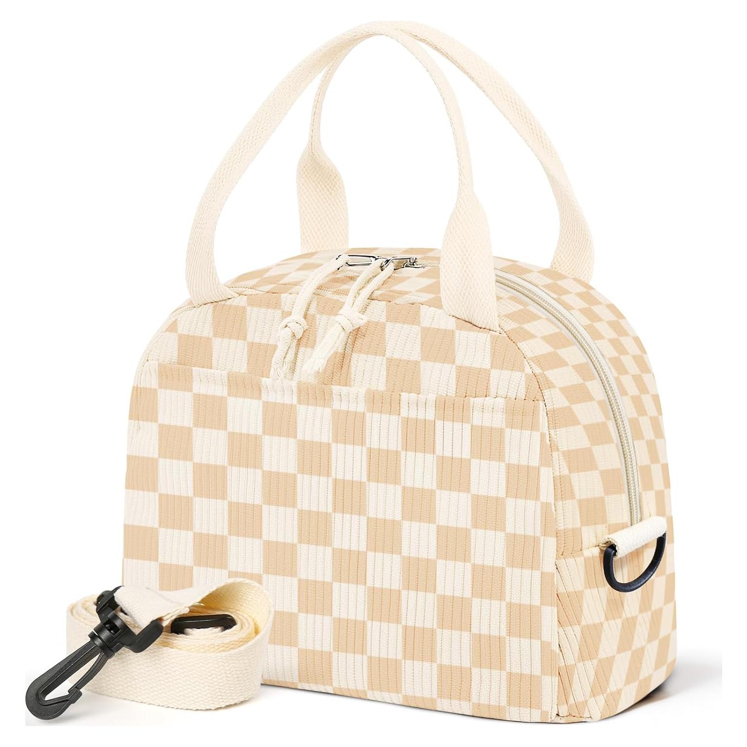 Bolsa de Almuerzo WOBAGMEN Cuadro Beige 340g Aislada