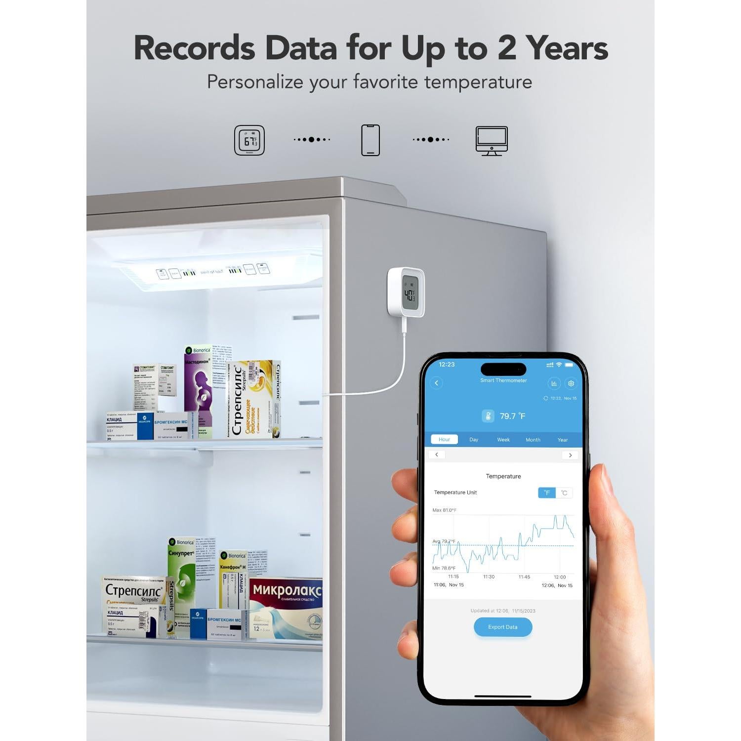 Termómetro de Congelador GoveeLife H5108 Bluetooth con Alarma