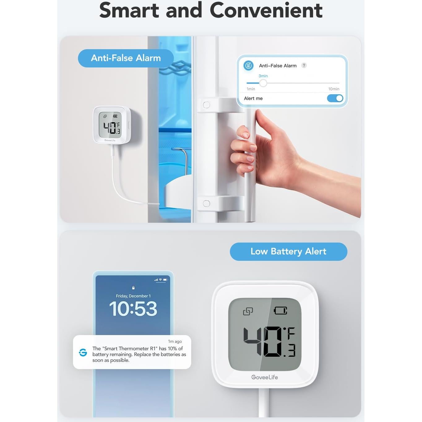 Termómetro de Congelador GoveeLife H5108 Bluetooth con Alarma