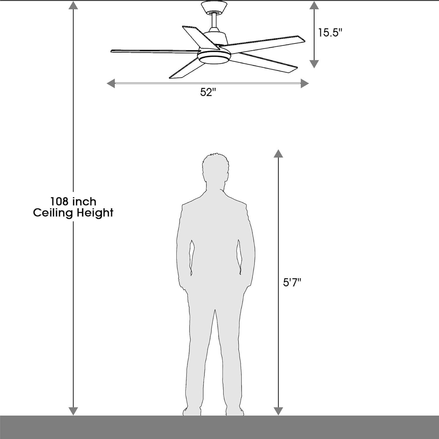 Ventilador de Techo ACEROCK 52" Negro con Luz LED y Control Remoto