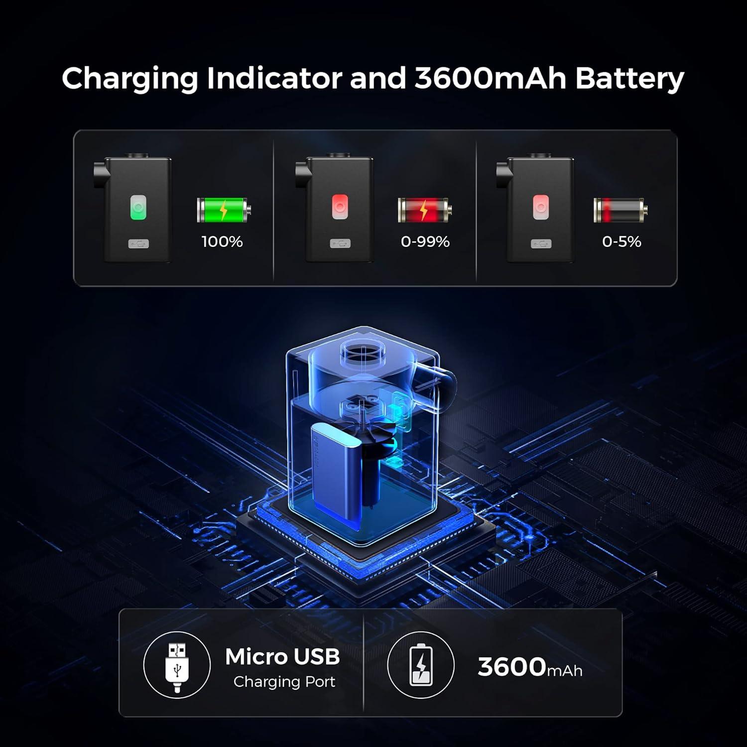 Bomba de Aire Eléctrica Portátil FLEXTAILGEAR 3600mAh Negra