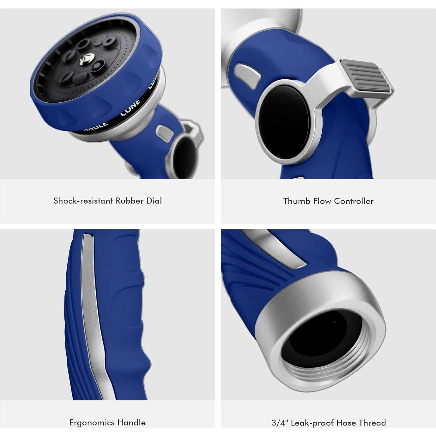 Boquilla de Manguera RESTMO Azul 9 Patrones Rociado Metal