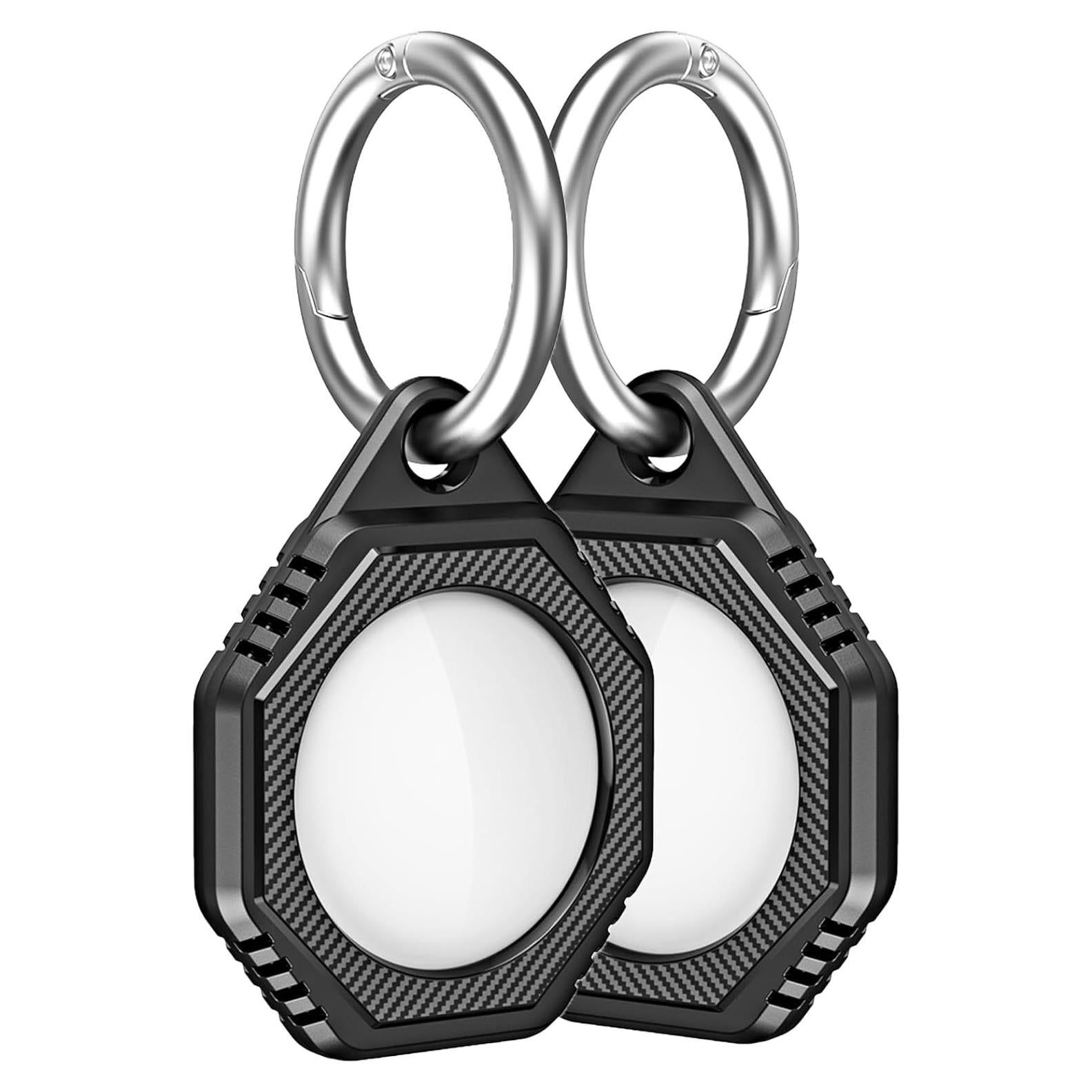 CCSmall 2-Pack Keychain Holder Case for Apple AirTag – Durable Anti-Scratch Protective Covers with Keychain Ring for Dog Collar, Cat Collar, Keys, Backpack and Luggage Black