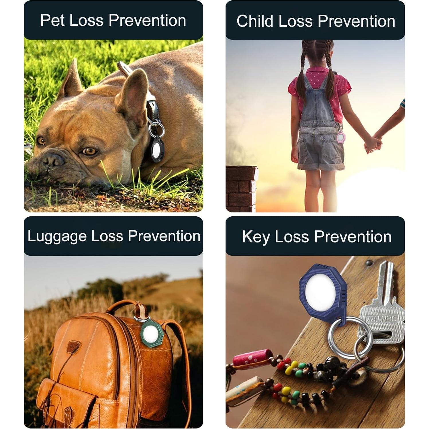 CCSmall 2-Pack Keychain Holder Case for Apple AirTag – Durable Anti-Scratch Protective Covers with Keychain Ring for Dog Collar, Cat Collar, Keys, Backpack and Luggage Black