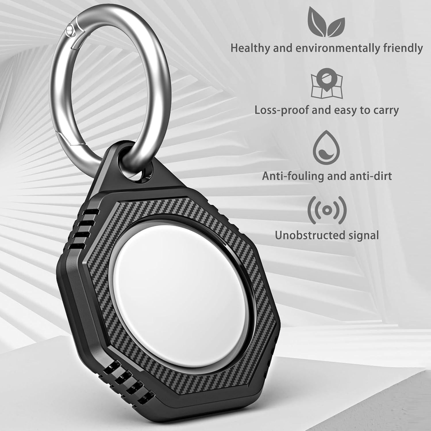 CCSmall 2-Pack Keychain Holder Case for Apple AirTag – Durable Anti-Scratch Protective Covers with Keychain Ring for Dog Collar, Cat Collar, Keys, Backpack and Luggage Black