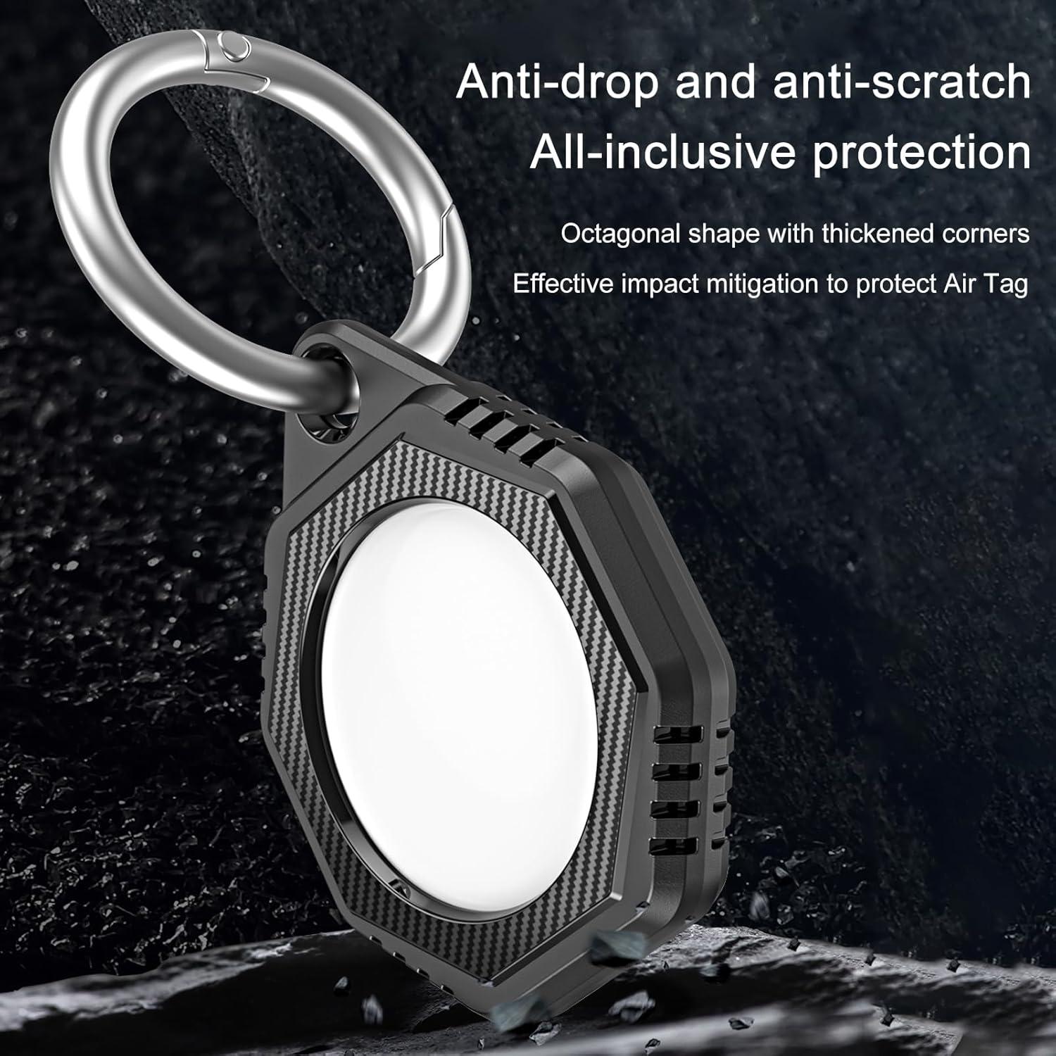 CCSmall 2-Pack Keychain Holder Case for Apple AirTag – Durable Anti-Scratch Protective Covers with Keychain Ring for Dog Collar, Cat Collar, Keys, Backpack and Luggage Black