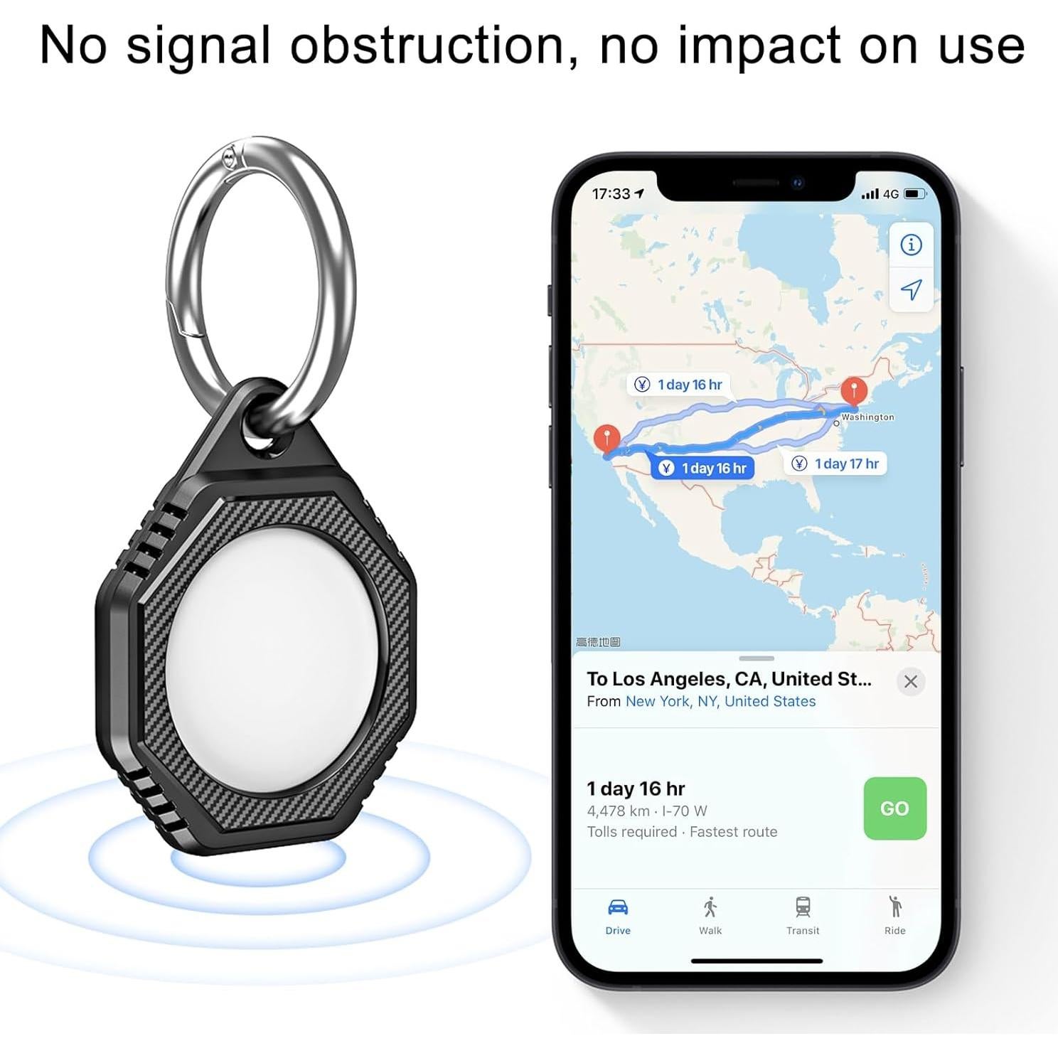 CCSmall 2-Pack Keychain Holder Case for Apple AirTag – Durable Anti-Scratch Protective Covers with Keychain Ring for Dog Collar, Cat Collar, Keys, Backpack and Luggage Black