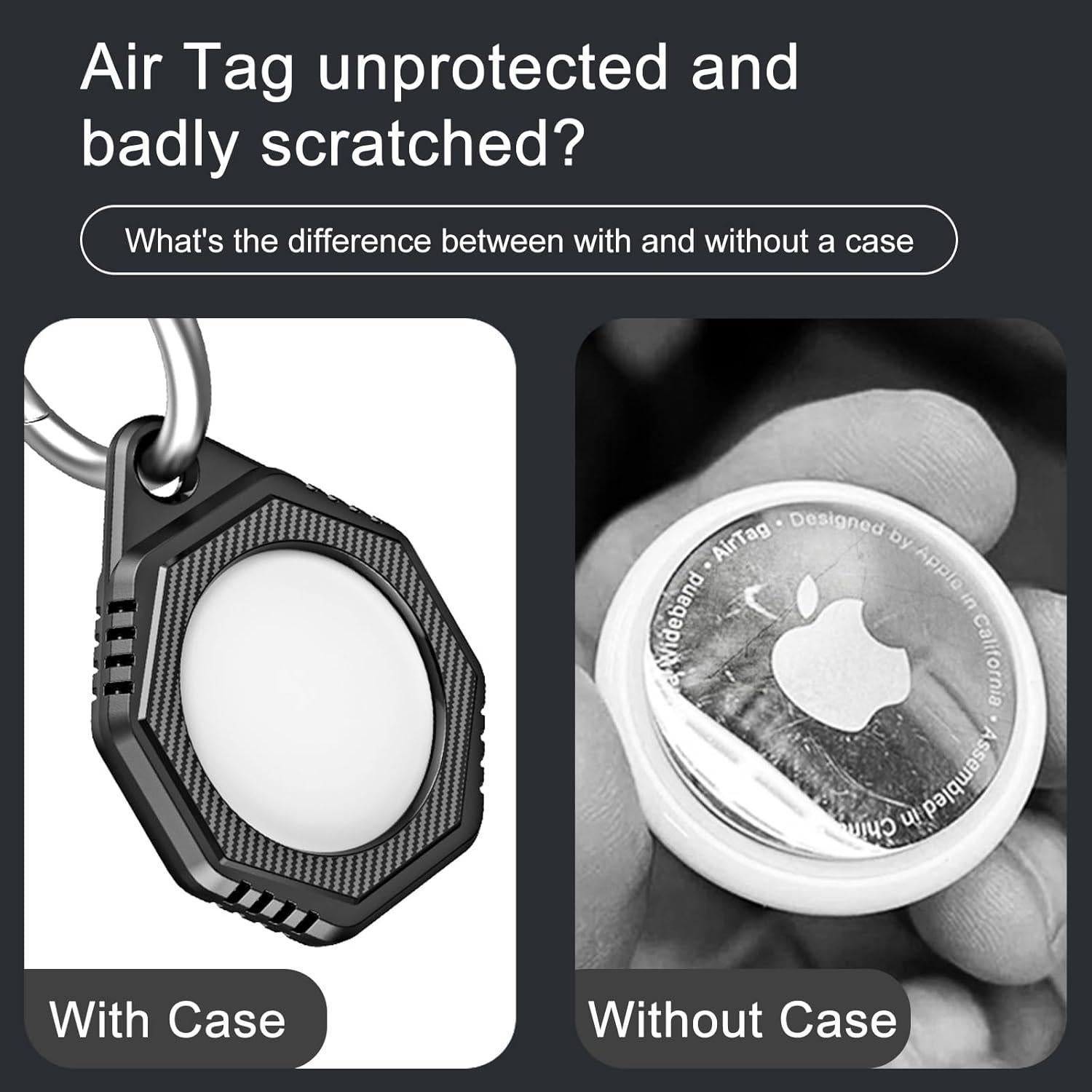 CCSmall 2-Pack Keychain Holder Case for Apple AirTag – Durable Anti-Scratch Protective Covers with Keychain Ring for Dog Collar, Cat Collar, Keys, Backpack and Luggage Black