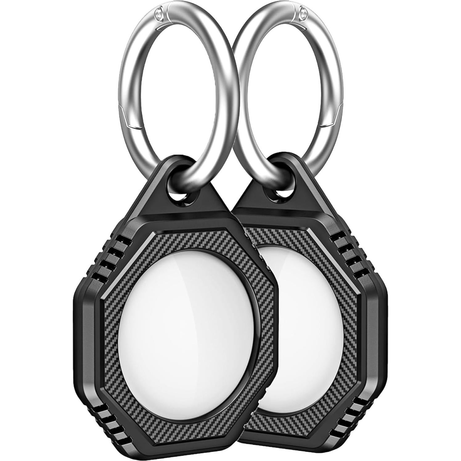 CCSmall 2-Pack Keychain Holder Case for Apple AirTag – Durable Anti-Scratch Protective Covers with Keychain Ring for Dog Collar, Cat Collar, Keys, Backpack and Luggage Black