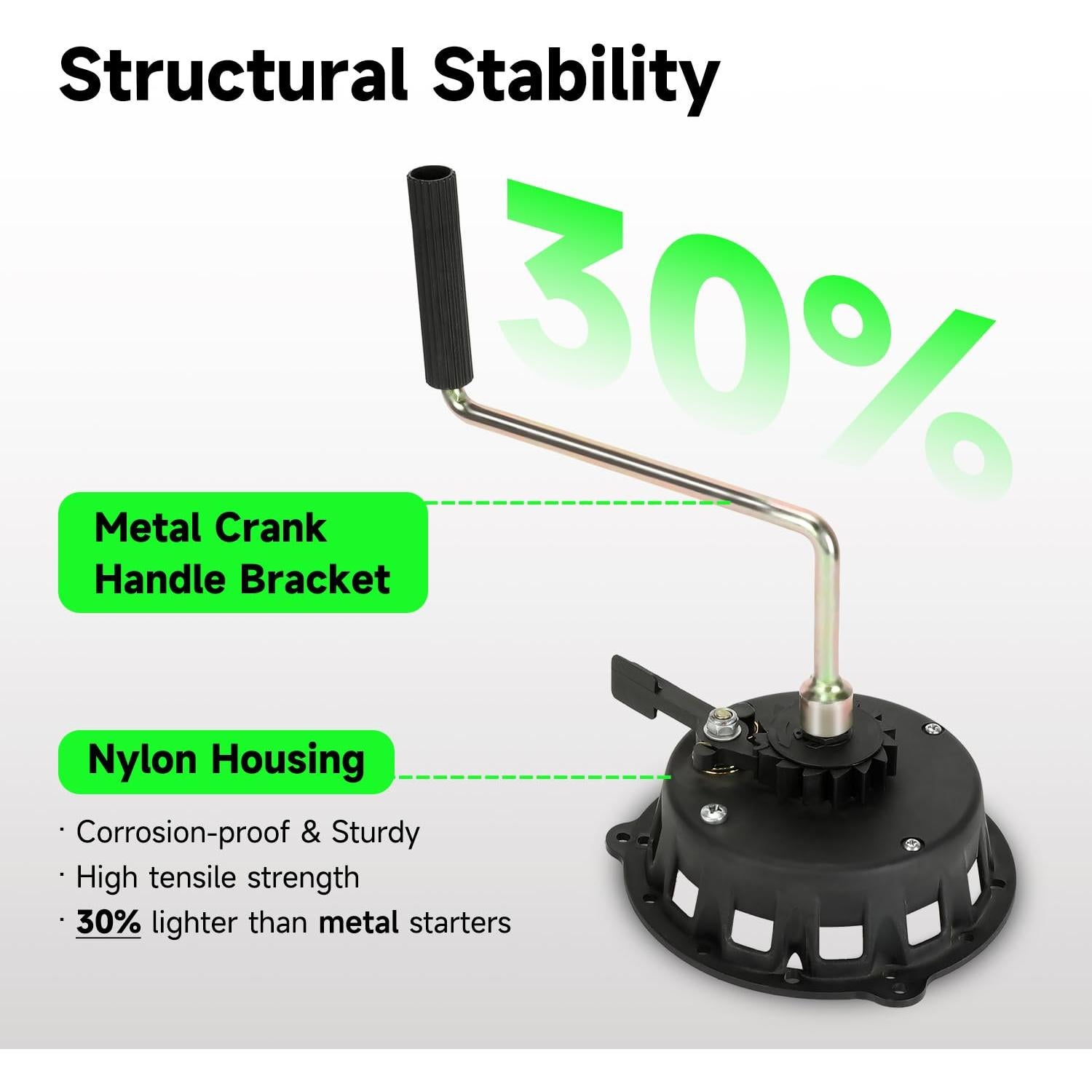 Easy Hand Crank Start Wind Up Recoil Starter Assembly for Predator 212 224cc Hemi Coleman CT200U Mini Bike BT200X B200R KT196 Go Kart 196cc 6.5HP Engine Axis M200 Minibike Parts with Hardware