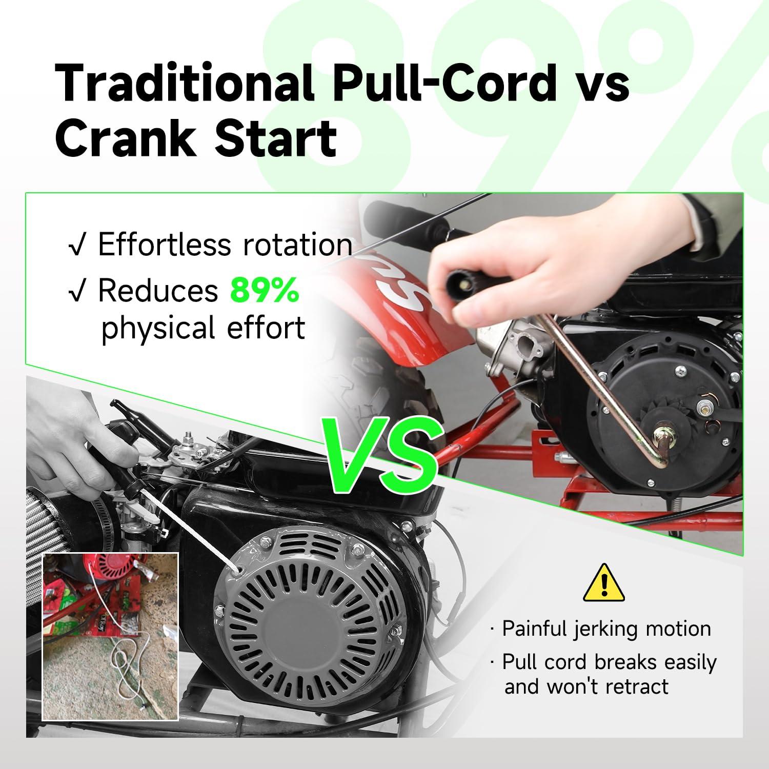 Easy Hand Crank Start Wind Up Recoil Starter Assembly for Predator 212 224cc Hemi Coleman CT200U Mini Bike BT200X B200R KT196 Go Kart 196cc 6.5HP Engine Axis M200 Minibike Parts with Hardware