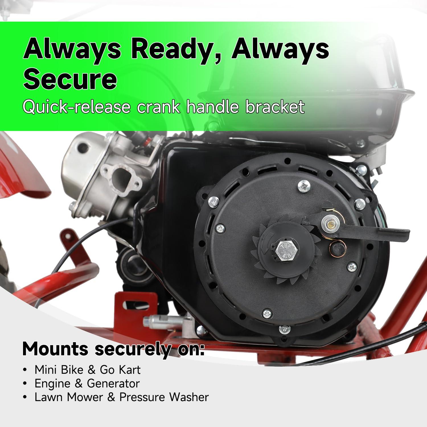 Easy Hand Crank Start Wind Up Recoil Starter Assembly for Predator 212 224cc Hemi Coleman CT200U Mini Bike BT200X B200R KT196 Go Kart 196cc 6.5HP Engine Axis M200 Minibike Parts with Hardware