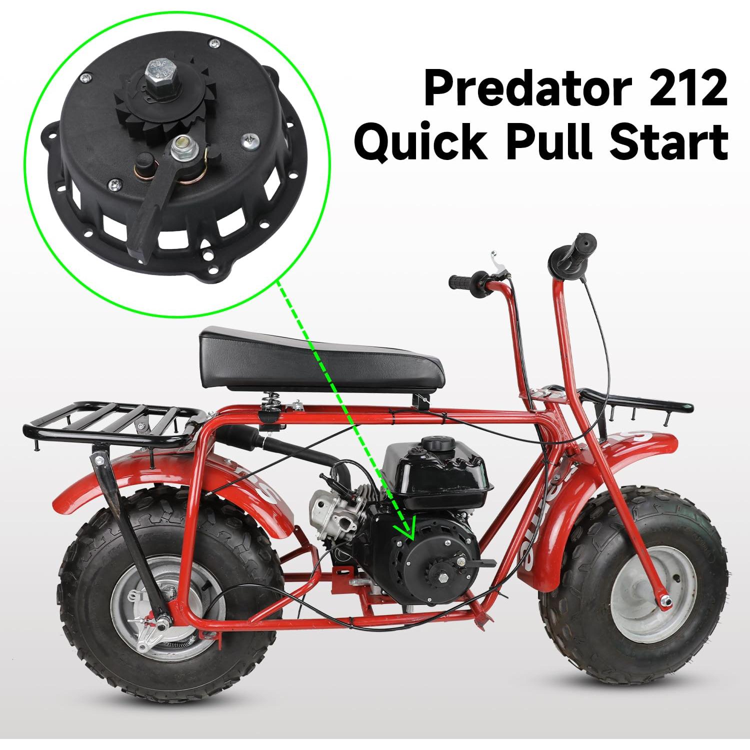 Easy Hand Crank Start Wind Up Recoil Starter Assembly for Predator 212 224cc Hemi Coleman CT200U Mini Bike BT200X B200R KT196 Go Kart 196cc 6.5HP Engine Axis M200 Minibike Parts with Hardware