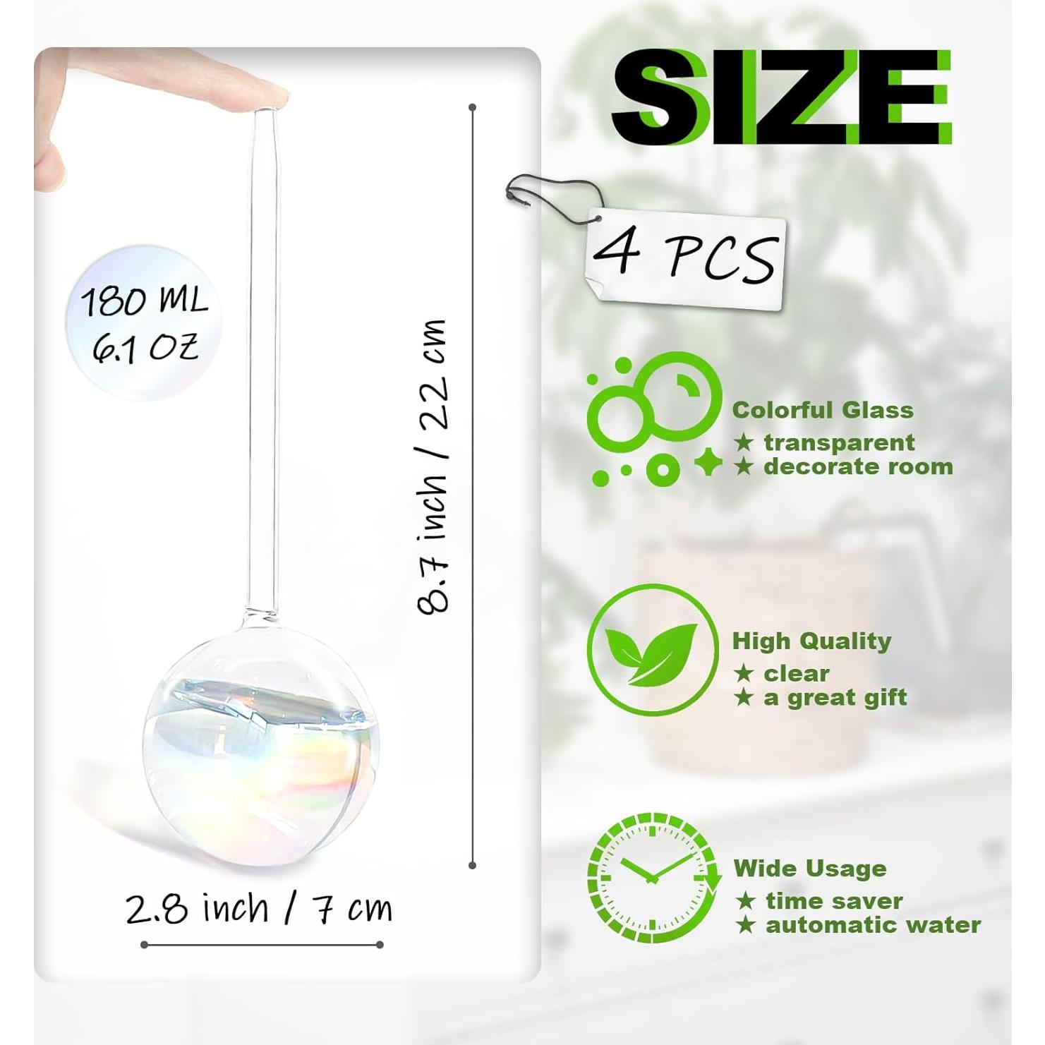 4 Esferas de Riego Pynqdfu de Vidrio 22 cm Arcoíris