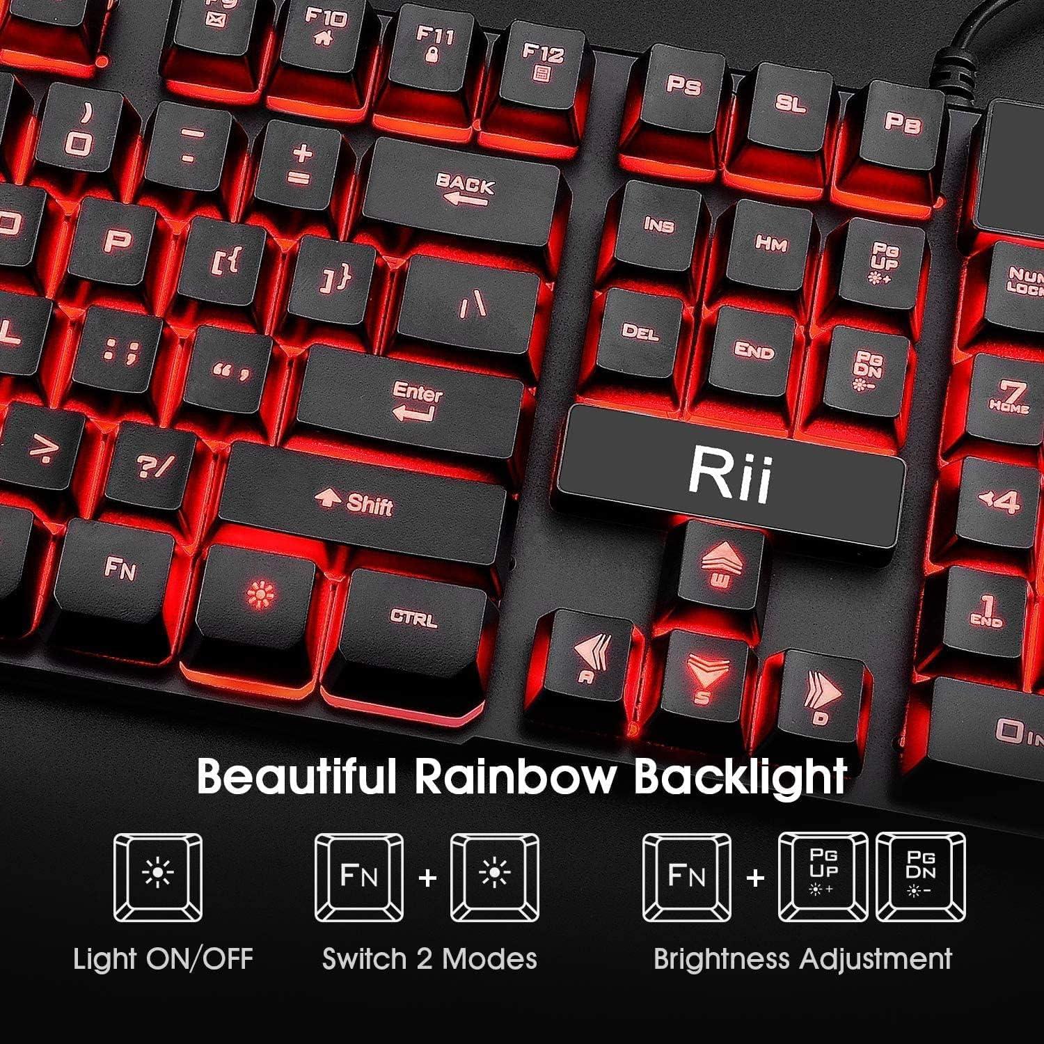 Conjunto Teclado y Ratón Rii RK108 Retroiluminado LED