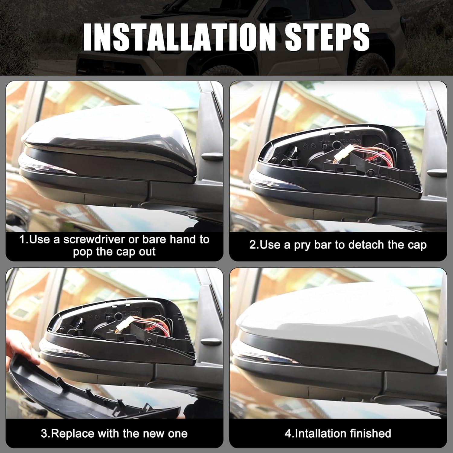 Cubiertas de Espejo Sportuli para Toyota 4Runner 2014-2024 Blancas