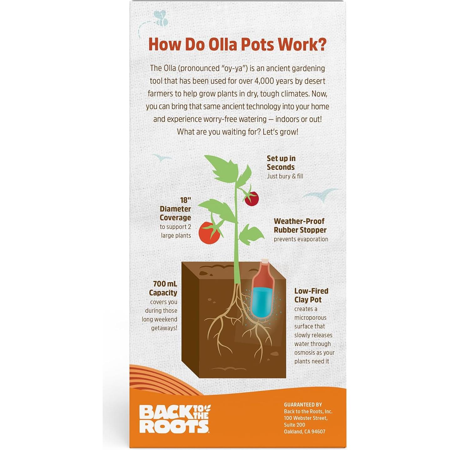 Olla de Autorriego Back to the Roots 700mL para Jardín