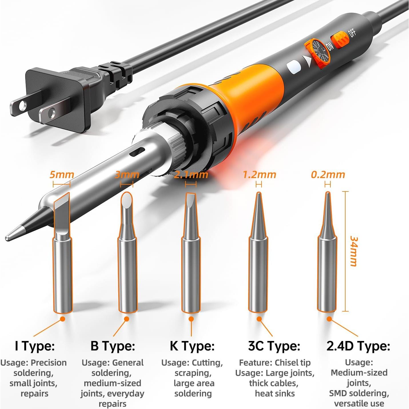 Kit de Soldador 60W MEAKEST 9 en 1 con 5 Puntas y Soporte