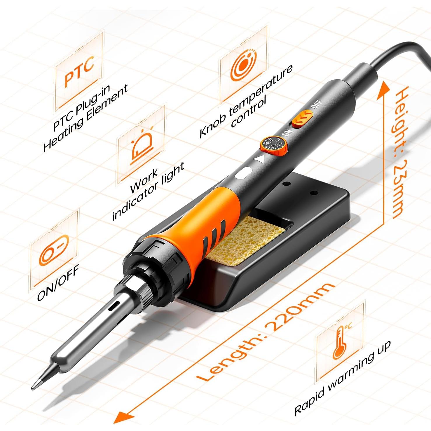 Kit de Soldador 60W MEAKEST 9 en 1 con 5 Puntas y Soporte