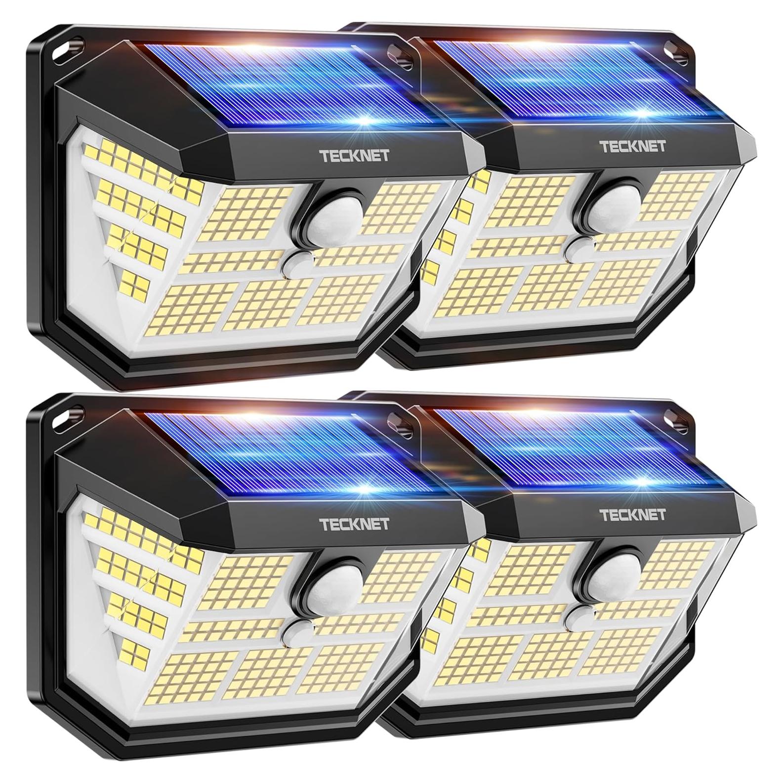 Luces Solares TECKNET 4 Paquete 231 LED Sensor Movimiento