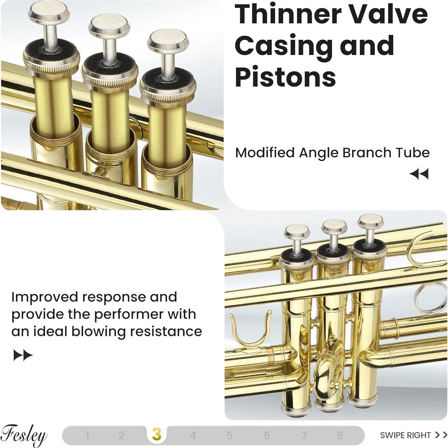 Trompeta Fesley Bb de Latón para Principiantes con Estuche