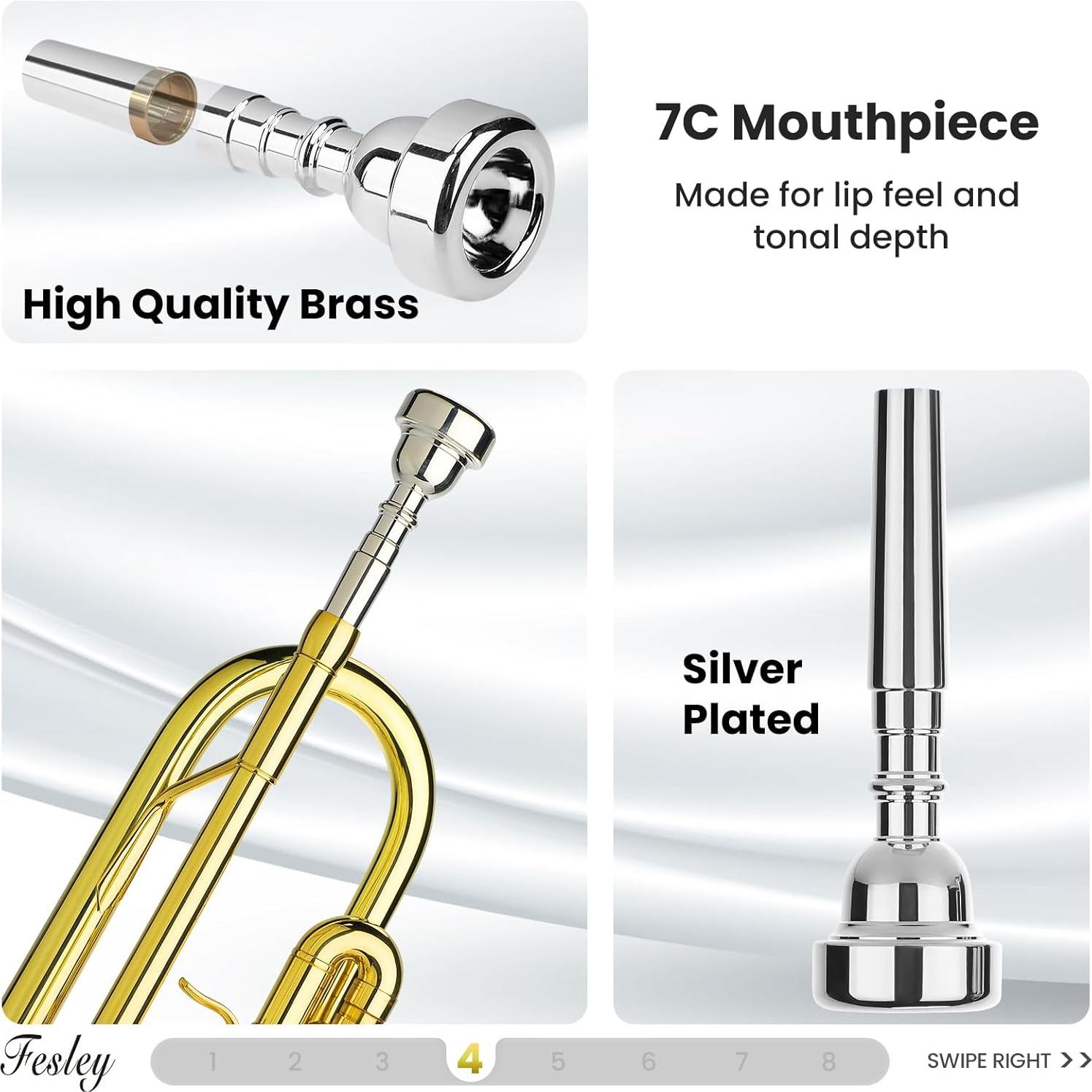 Trompeta Fesley Bb de Latón para Principiantes con Estuche