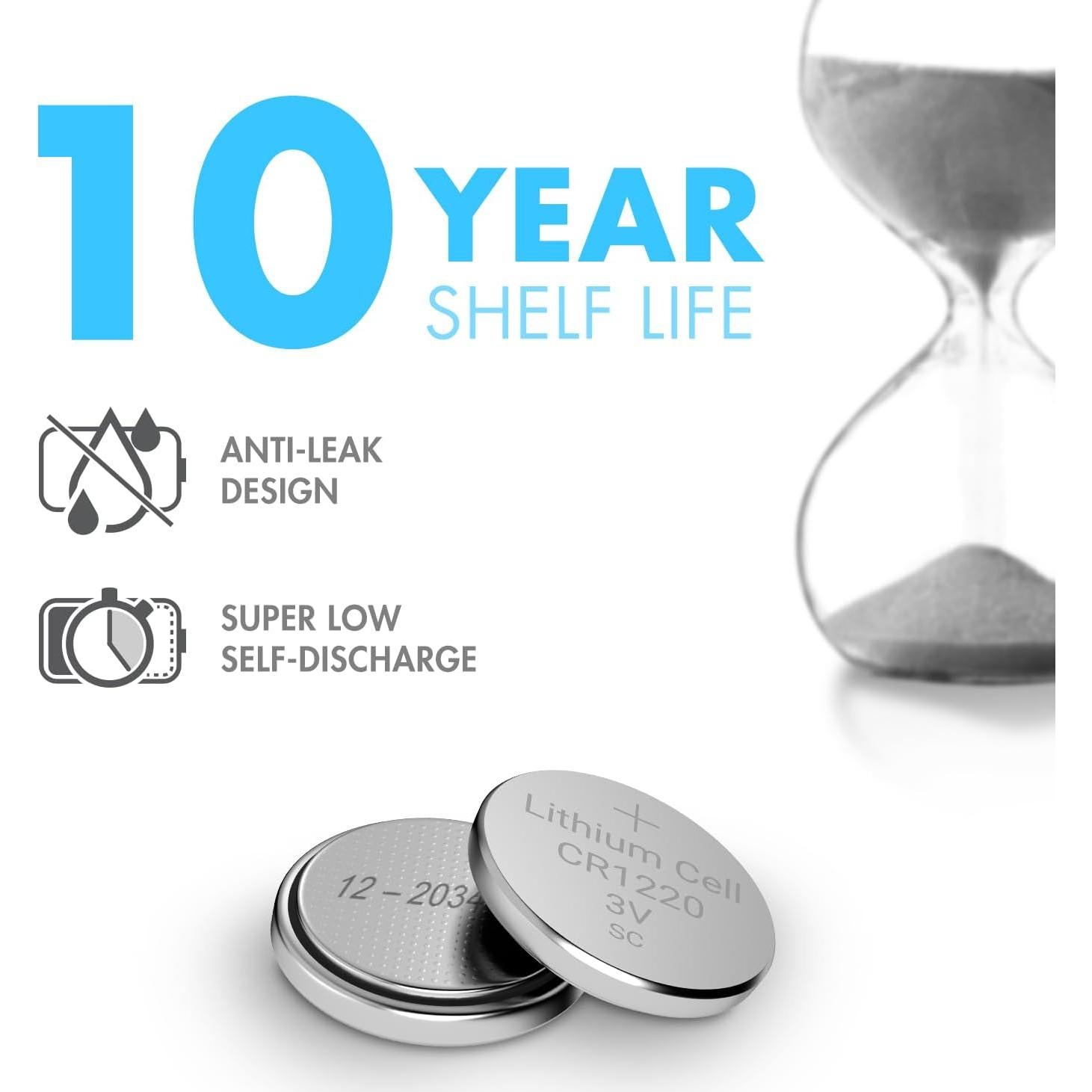 Batería de botón Tenergy CR1220 3V Paquete de 20 unidades