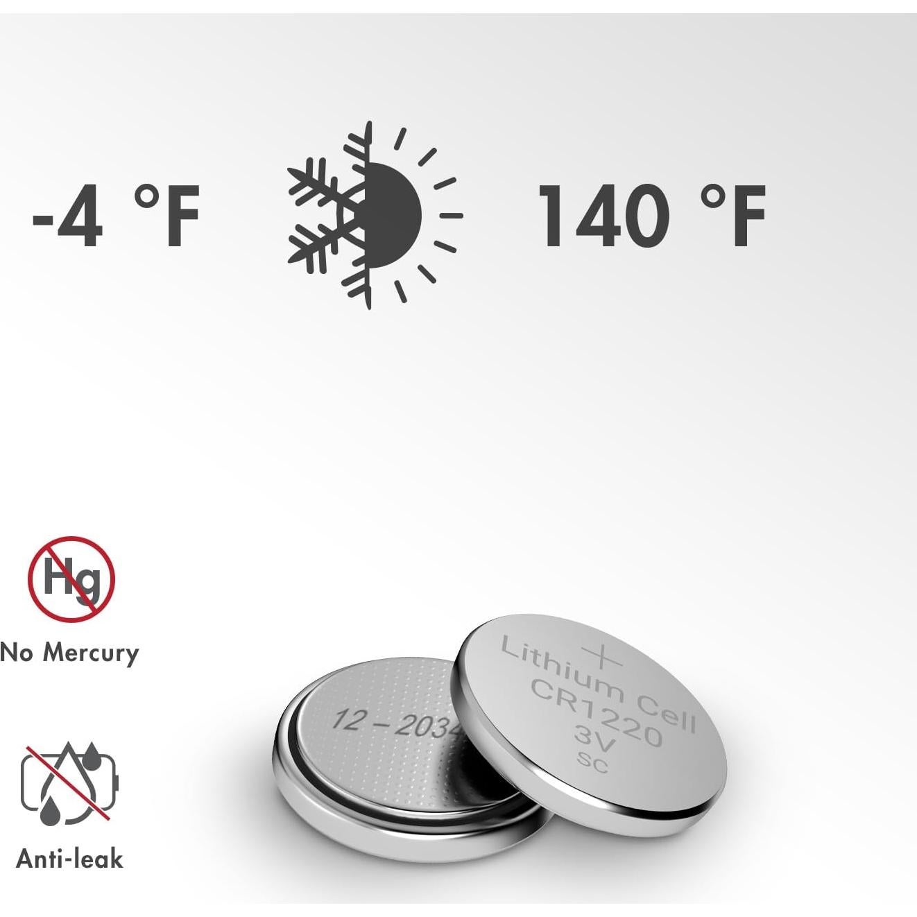 Batería de botón Tenergy CR1220 3V Paquete de 20 unidades