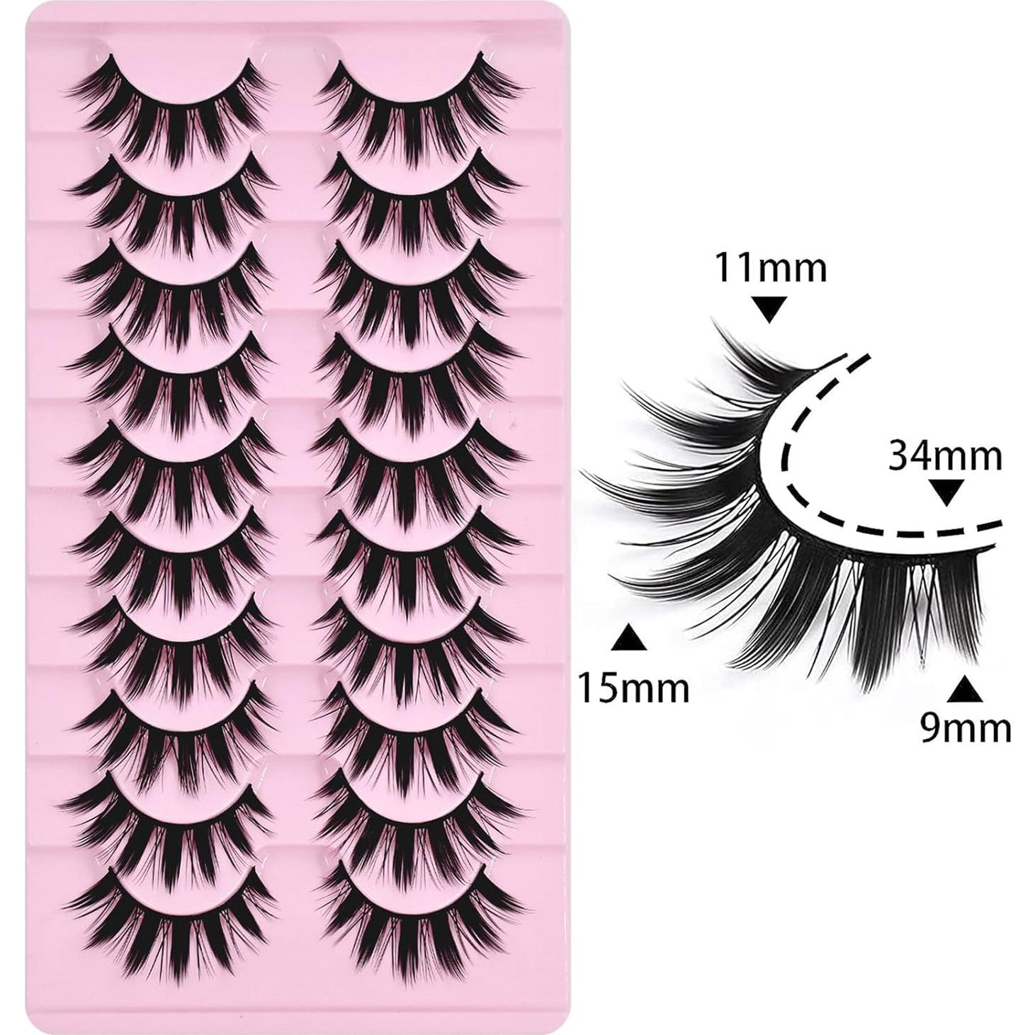 10 Pares de Pestañas Anime Cosplay 16mm AUGENLI A3