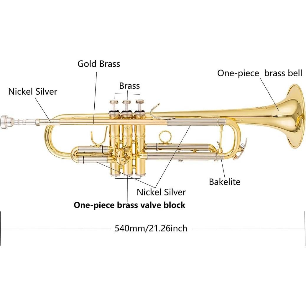 Trompeta Bb AUROSUS SB710 latón dorado 1,16 cm profesional