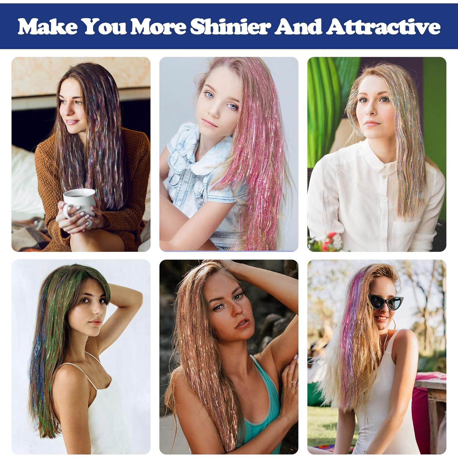 Kit de Tinsel para Cabello ELASO 16 Colores 3300 Mechas