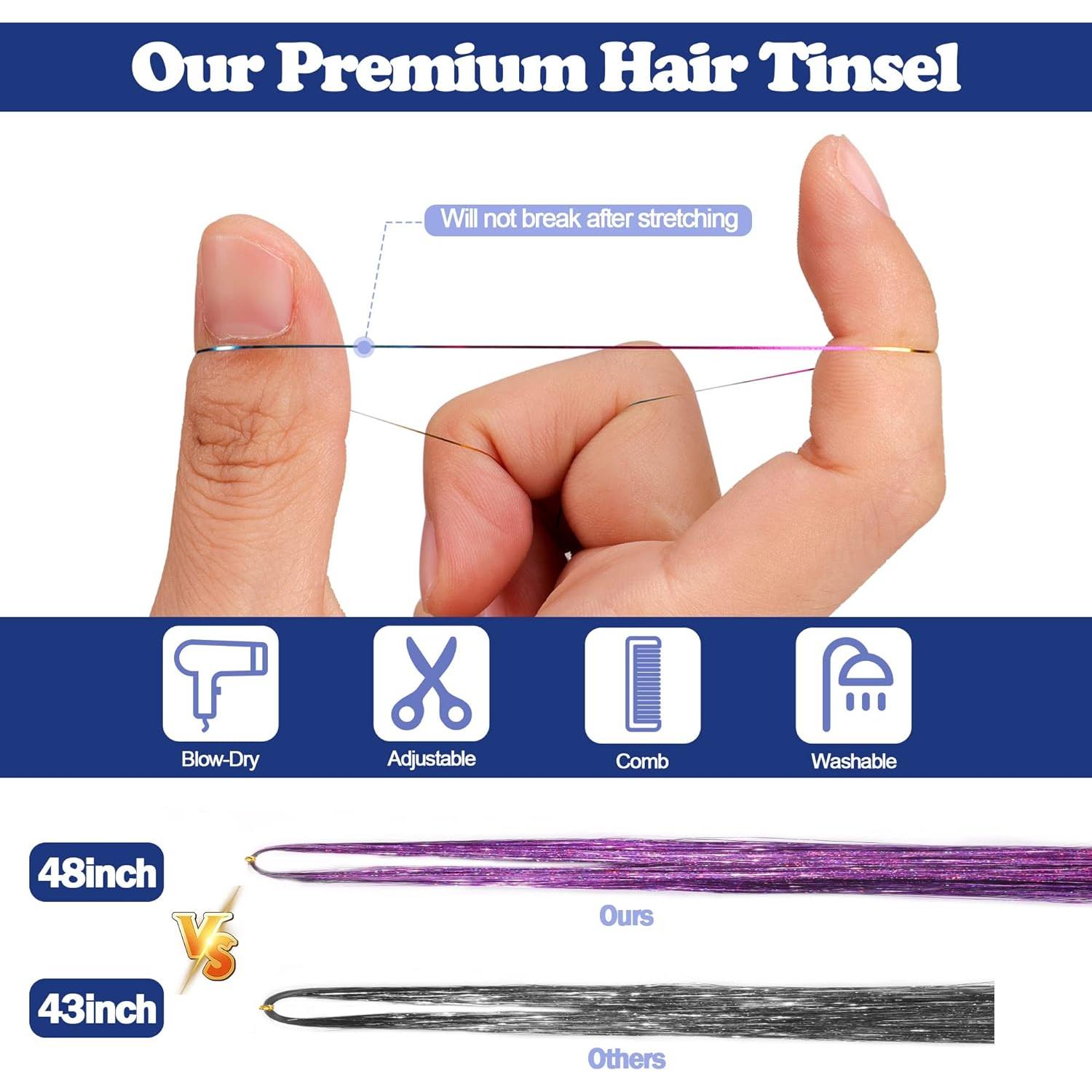 Kit de Tinsel para Cabello ELASO 16 Colores 3300 Mechas