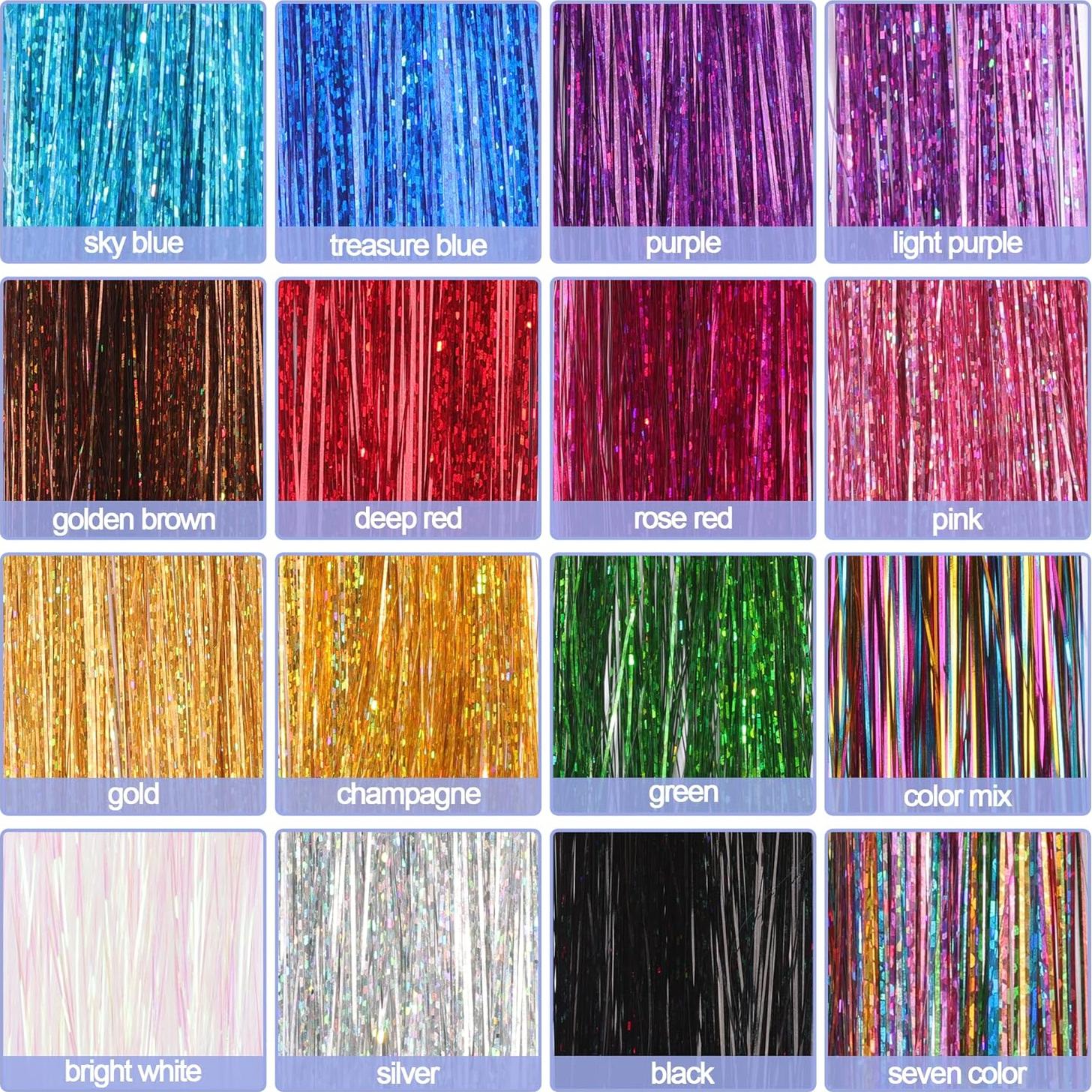 Kit de Tinsel para Cabello ELASO 16 Colores 3300 Mechas