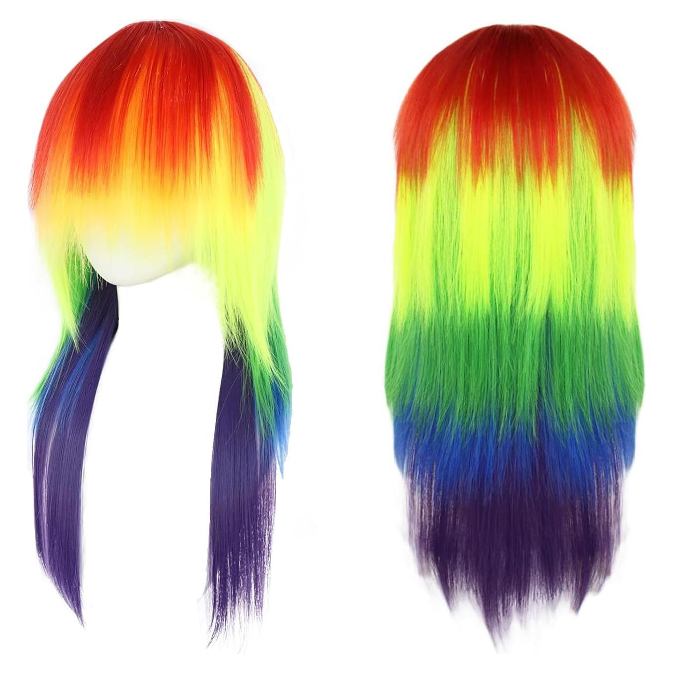 Peluca Sintética Aqltidiz Arcoíris 21.84x15.75cm para Cosplay
