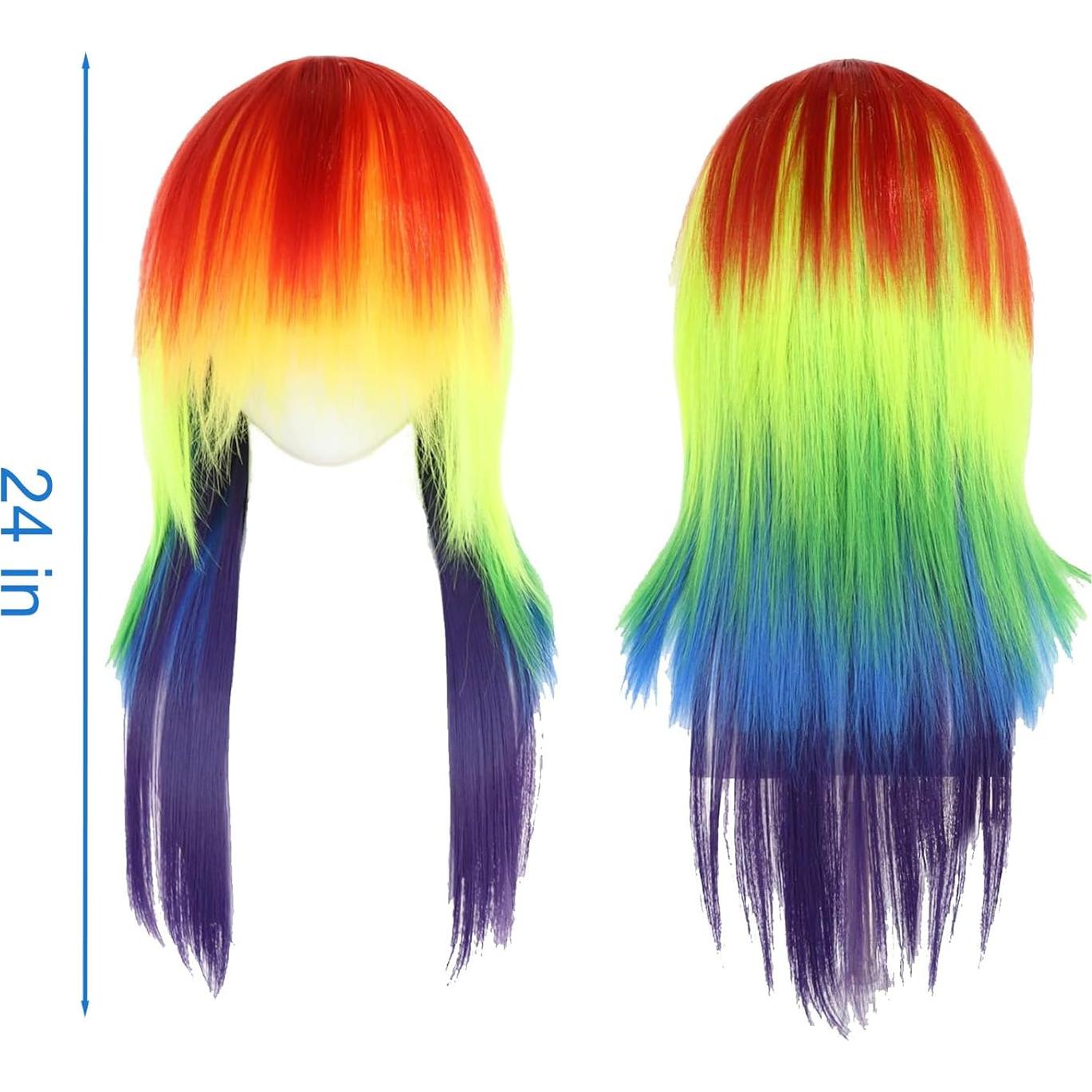 Peluca Sintética Aqltidiz Arcoíris 21.84x15.75cm para Cosplay