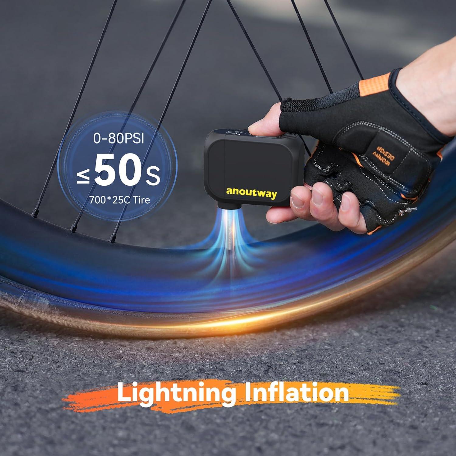 Mini bomba de bicicleta Anoutway 120 PSI portátil con manómetro