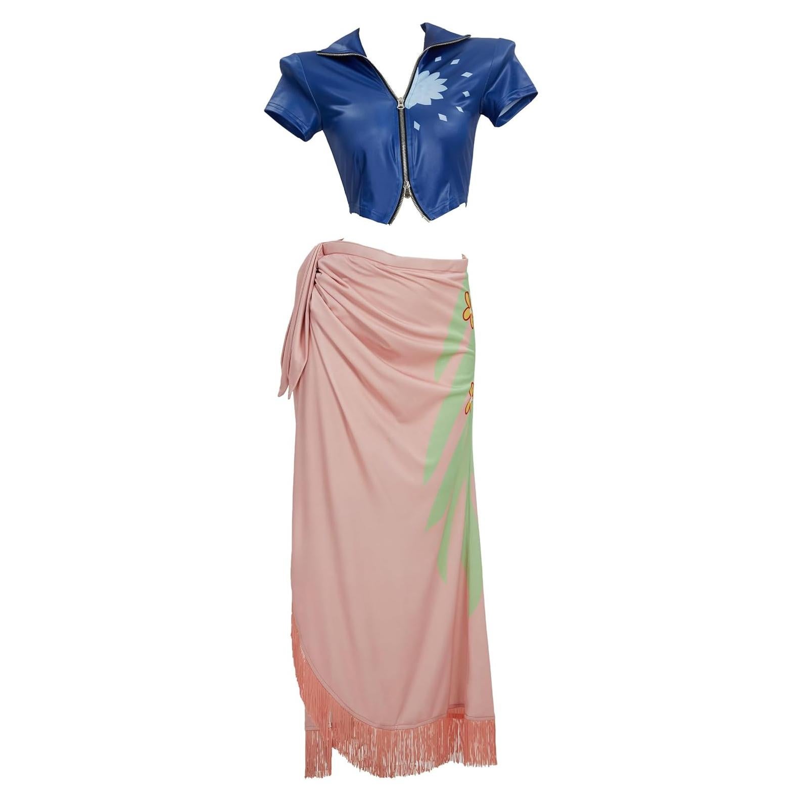 Disfraz de Mujer Haikyuu Top y Falda Floral Multicolor