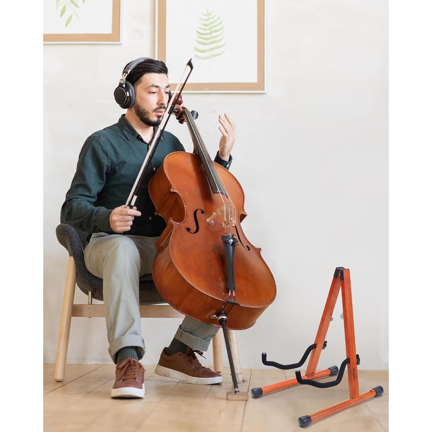 Soporte para Cello Musbeat de Caoba Ajustable 1/8 a 4/4