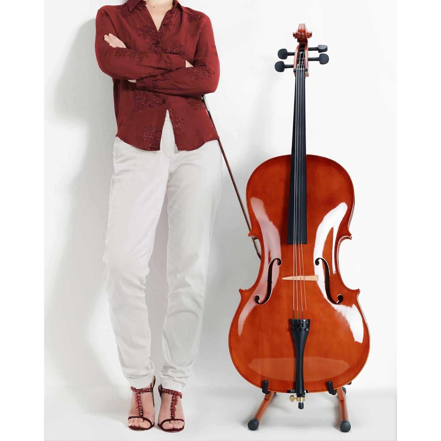 Soporte para Cello Musbeat de Caoba Ajustable 1/8 a 4/4