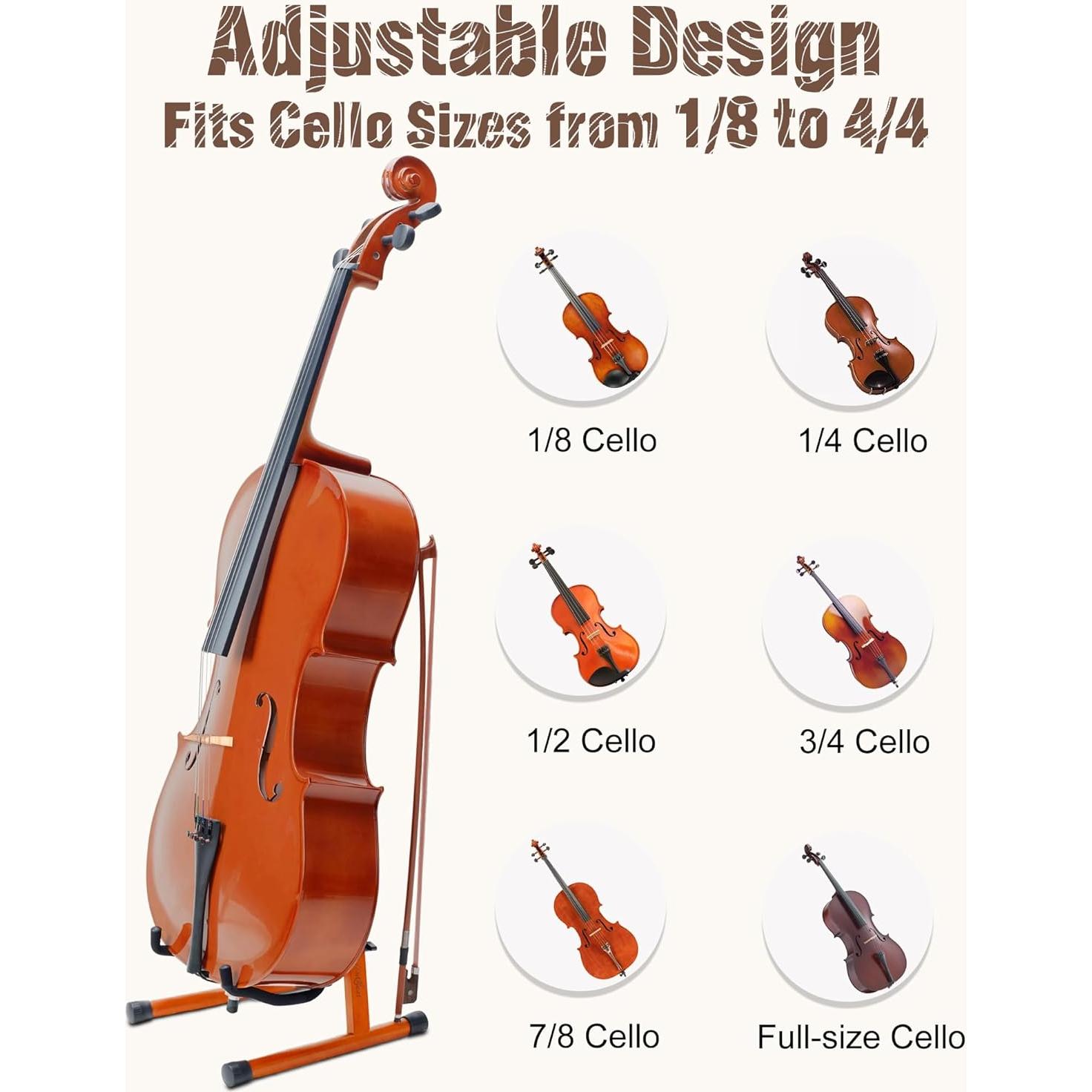 Soporte para Cello Musbeat de Caoba Ajustable 1/8 a 4/4