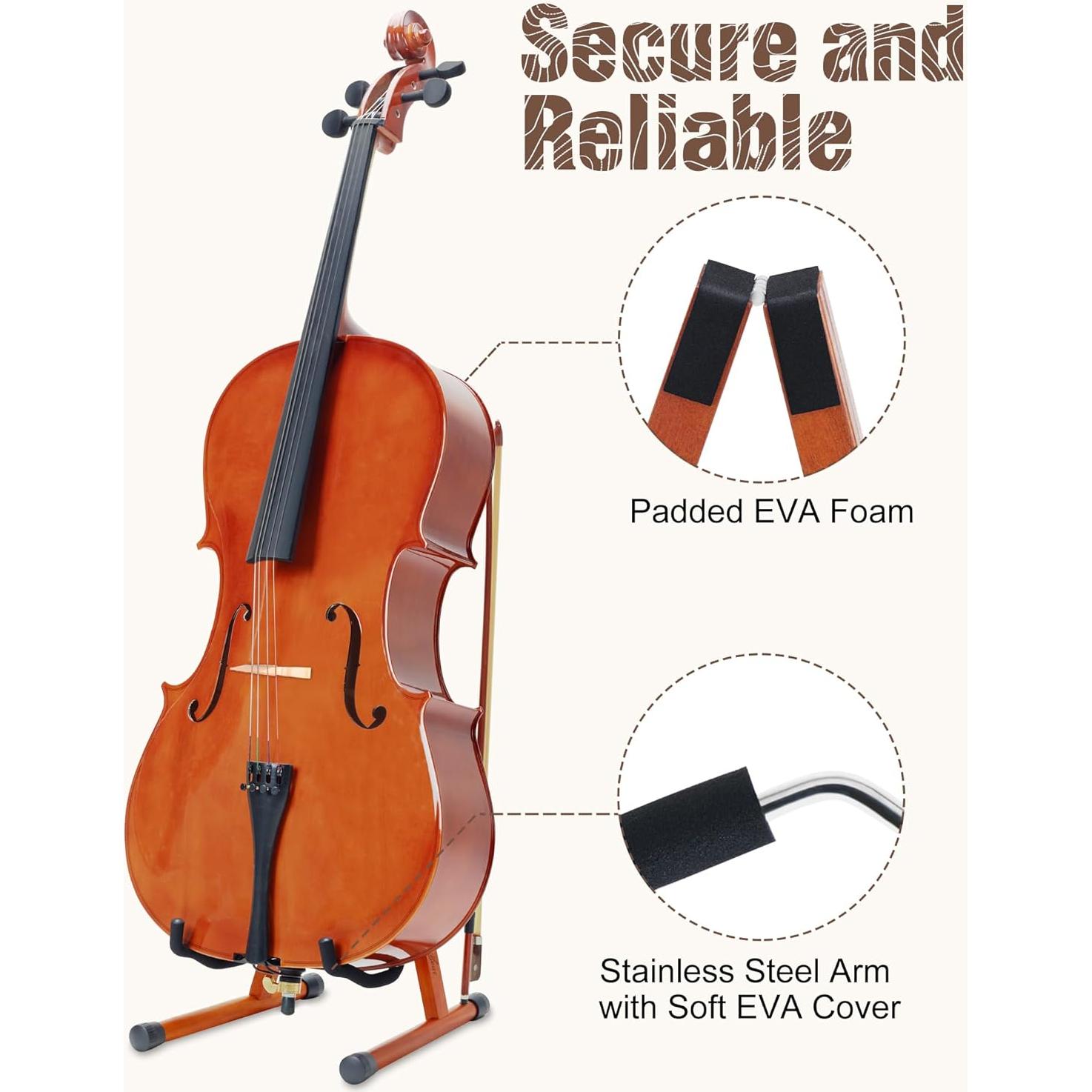 Soporte para Cello Musbeat de Caoba Ajustable 1/8 a 4/4
