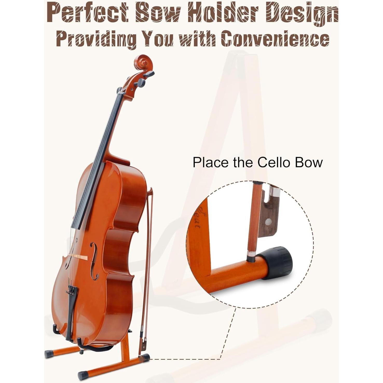 Soporte para Cello Musbeat de Caoba Ajustable 1/8 a 4/4