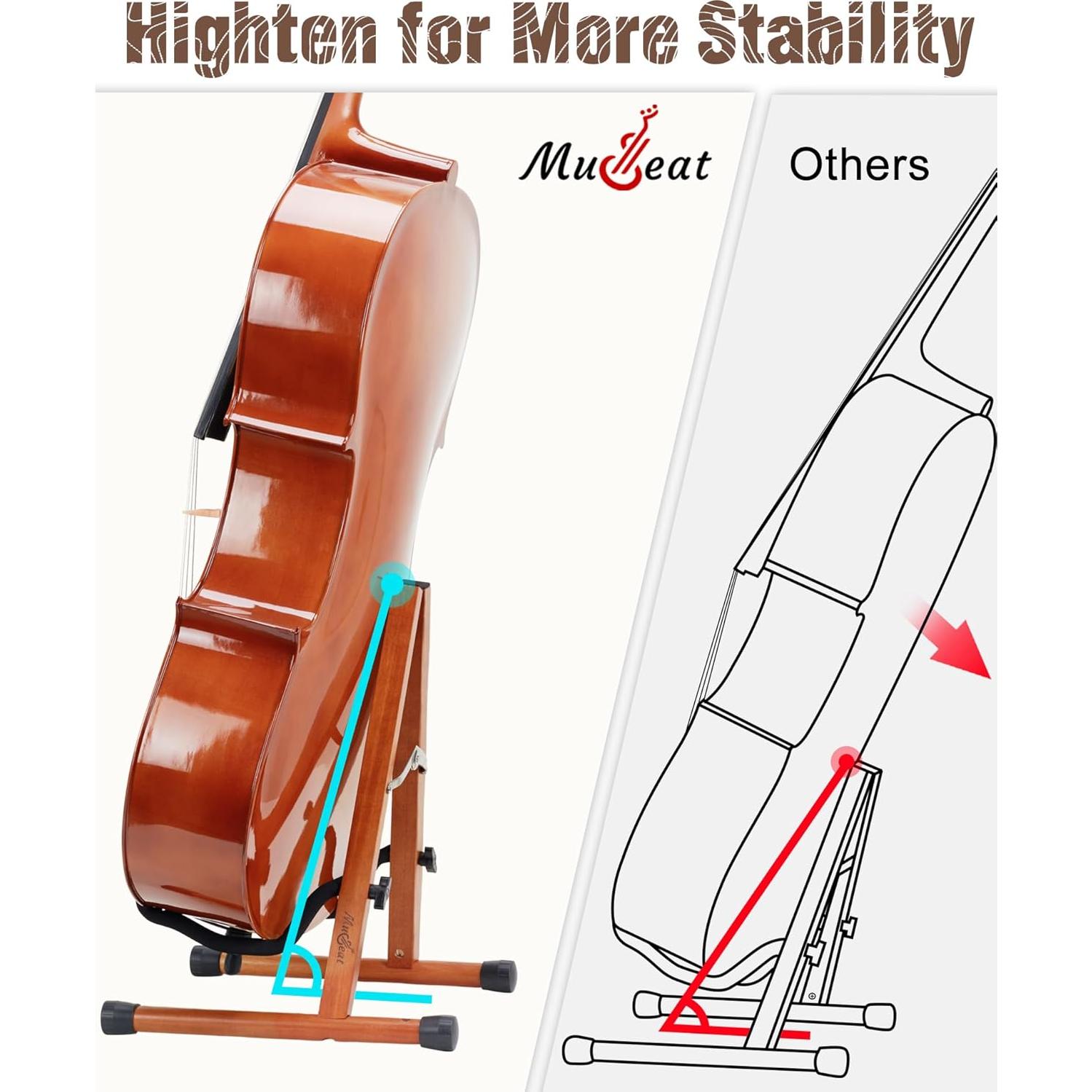 Soporte para Cello Musbeat de Caoba Ajustable 1/8 a 4/4